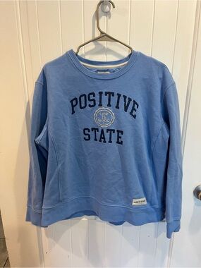 Life is Good "Positive State" Blue Crewneck Sweatshirt Size L Oversized Summer